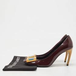 Pre Owned Roger Vivier Burdundy Patent Leather Belle Square Toe Pumps Size 40