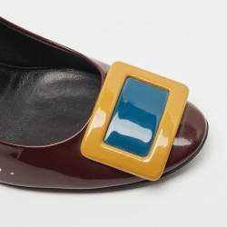 Pre Owned Roger Vivier Burdundy Patent Leather Belle Square Toe Pumps Size 40