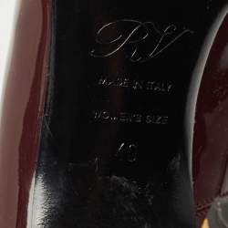 Pre Owned Roger Vivier Burdundy Patent Leather Belle Square Toe Pumps Size 40
