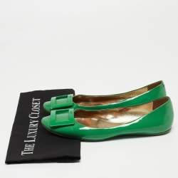 Roger Vivier Green Patent Leather Gommette Ballet Flats Size 38.5