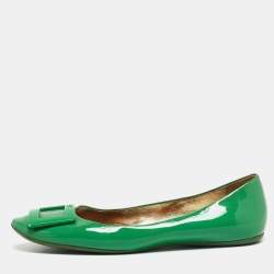 Roger Vivier Green Patent Leather Gommette Ballet Flats Size 38.5