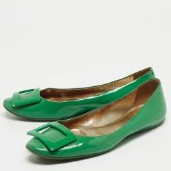 Roger Vivier Green Patent Leather Gommette Ballet Flats Size 38.5
