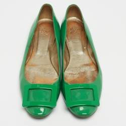 Roger Vivier Green Patent Leather Gommette Ballet Flats Size 38.5