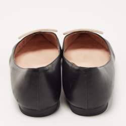 Pre Owned Roger Vivier Black Leather Gommette Ballet Flats Size 37