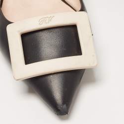 Pre Owned Roger Vivier Black Leather Gommette Ballet Flats Size 37