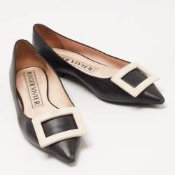 Pre Owned Roger Vivier Black Leather Gommette Ballet Flats Size 37