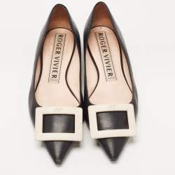 Pre Owned Roger Vivier Black Leather Gommette Ballet Flats Size 37