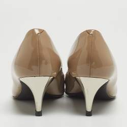 Pre Owned Roger Vivier Beige Patent Leather Pointed Toe Pumps Size 39