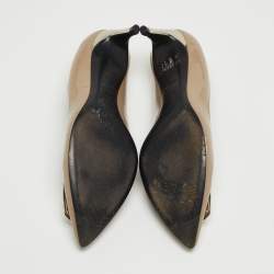 Pre Owned Roger Vivier Beige Patent Leather Pointed Toe Pumps Size 39