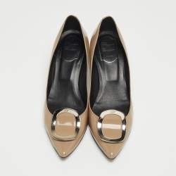 Pre Owned Roger Vivier Beige Patent Leather Pointed Toe Pumps Size 39
