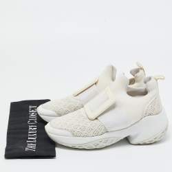 Roger Vivier White Neoprene and Lace Viv Run Sneakers Size 35.5
