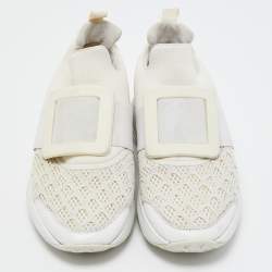 Roger Vivier White Neoprene and Lace Viv Run Sneakers Size 35.5