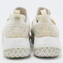 Roger Vivier White Neoprene and Lace Viv Run Sneakers Size 35.5