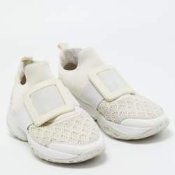 Roger Vivier White Neoprene and Lace Viv Run Sneakers Size 35.5