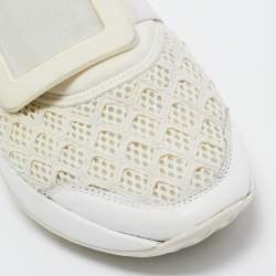 Roger Vivier White Neoprene and Lace Viv Run Sneakers Size 35.5