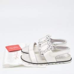 Roger Vivier White Patent Leather Vivier Strass Sandals Size 39