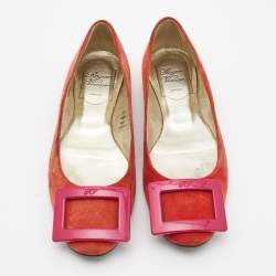 Roger Vivier Orange Suede Vivier Ballet Flats Size 35