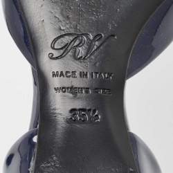 Pre Owned Roger Vivier Navy Blue Patent Leather Chip D'orsay Flats Size 35.5