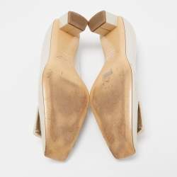 Pre Owned Roger Vivier Cream Patent Trompette Pumps Size 35.5