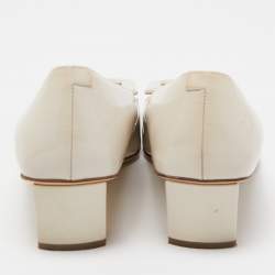Pre Owned Roger Vivier Cream Patent Trompette Pumps Size 35.5