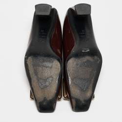 Pre Owned Roger Vivier Burgundy Patent Trompette Pumps Size 36