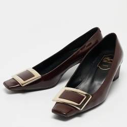 Pre Owned Roger Vivier Burgundy Patent Trompette Pumps Size 36