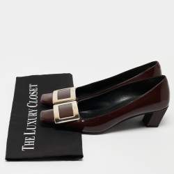Pre Owned Roger Vivier Burgundy Patent Trompette Pumps Size 36