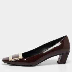 Pre Owned Roger Vivier Burgundy Patent Trompette Pumps Size 36