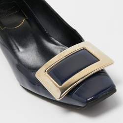 Roger Vivier Navy Blue Patent Leather Belle Vivier Pumps Size 35
