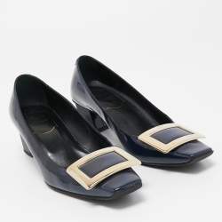 Roger Vivier Navy Blue Patent Leather Belle Vivier Pumps Size 35