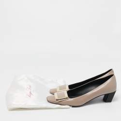 Pre Owned Roger Vivier Grey Leather Belle Vivier Pumps Size 38