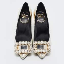 Pre Owned Roger Vivier Gold Leather Metallic Trompette Pumps Size 36