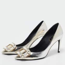 Pre Owned Roger Vivier Gold Leather Metallic Trompette Pumps Size 36