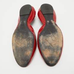 Roger Vivier Red Patent Leather D'Orsay Pointed Toe Ballet Flats Size 40.5