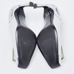 Pre Owned Roger Vivier Grey/Silver Leather Trompette Pumps Size 38