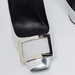 Pre Owned Roger Vivier Grey/Silver Leather Trompette Pumps Size 38