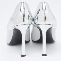 Pre Owned Roger Vivier Grey/Silver Leather Trompette Pumps Size 38