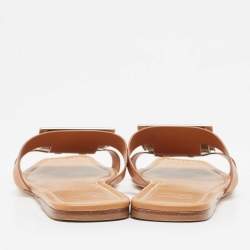 Roger Vivier Brown Leather Flat Slides Size 36.5 