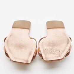 Roger Vivier Brown Leather Flat Slides Size 36.5 