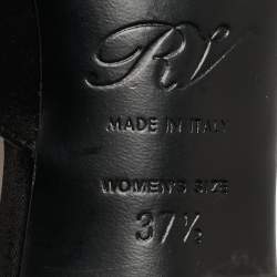 Pre Owned Roger Vivier Black Satin Crystal Embellished Mules Size 37.5