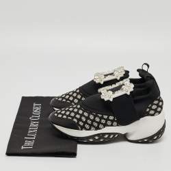 Roger Vivier Black/White Mesh and Neoprene Viv Run Strass Sneakers Size 35