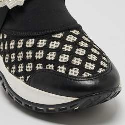 Roger Vivier Black/White Mesh and Neoprene Viv Run Strass Sneakers Size 35