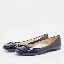 Roger Vivier Navy Blue Patent Leather Ballet Flats Size 35.5