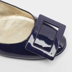 Roger Vivier Navy Blue Patent Leather Ballet Flats Size 35.5