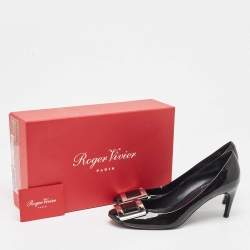 Pre Owned Roger Vivier Black Patent Leather Belle de Nuit Pumps Size 37.5