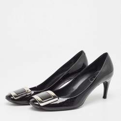 Pre Owned Roger Vivier Black Patent Leather Belle de Nuit Pumps Size 37.5