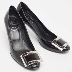 Pre Owned Roger Vivier Black Patent Leather Belle de Nuit Pumps Size 37.5