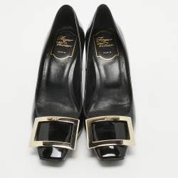 Pre Owned Roger Vivier Black Patent Leather Belle Vivier Trompette Pumps Size 36
