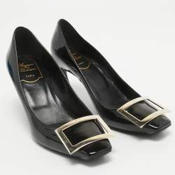 Pre Owned Roger Vivier Black Patent Leather Belle Vivier Trompette Pumps Size 36