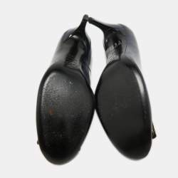 Pre Owned Roger Vivier Blue Patent Leather Belle Vivier Round Toe Pumps Size 38.5